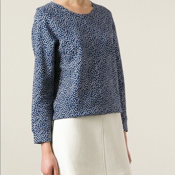 A.P.C. Red and White Coffee Bean 3/4 Sleeve Crewneck Pullover - Picture 9 of 11